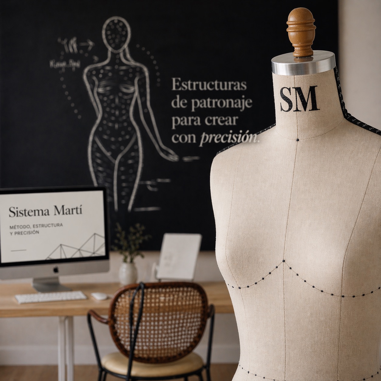Estructuras de patronaje base del Sistema Martí en mesa de trabajo técnico