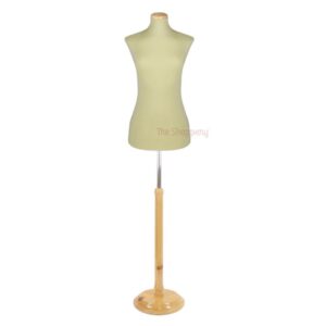 Busto de costura profesional con base de madera (maniquí para patronaje y diseño de moda)